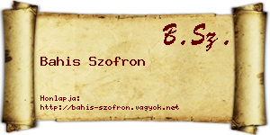 Bahis Szofron névjegykártya